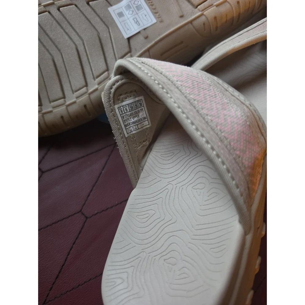 Skechers Reggae Seize The Day Machine Washable Vegan Slide Sandal Taupe Pink 9